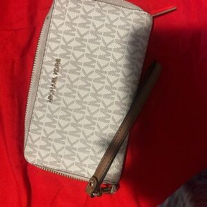 Michael Kors Monogram Cream Wristlet